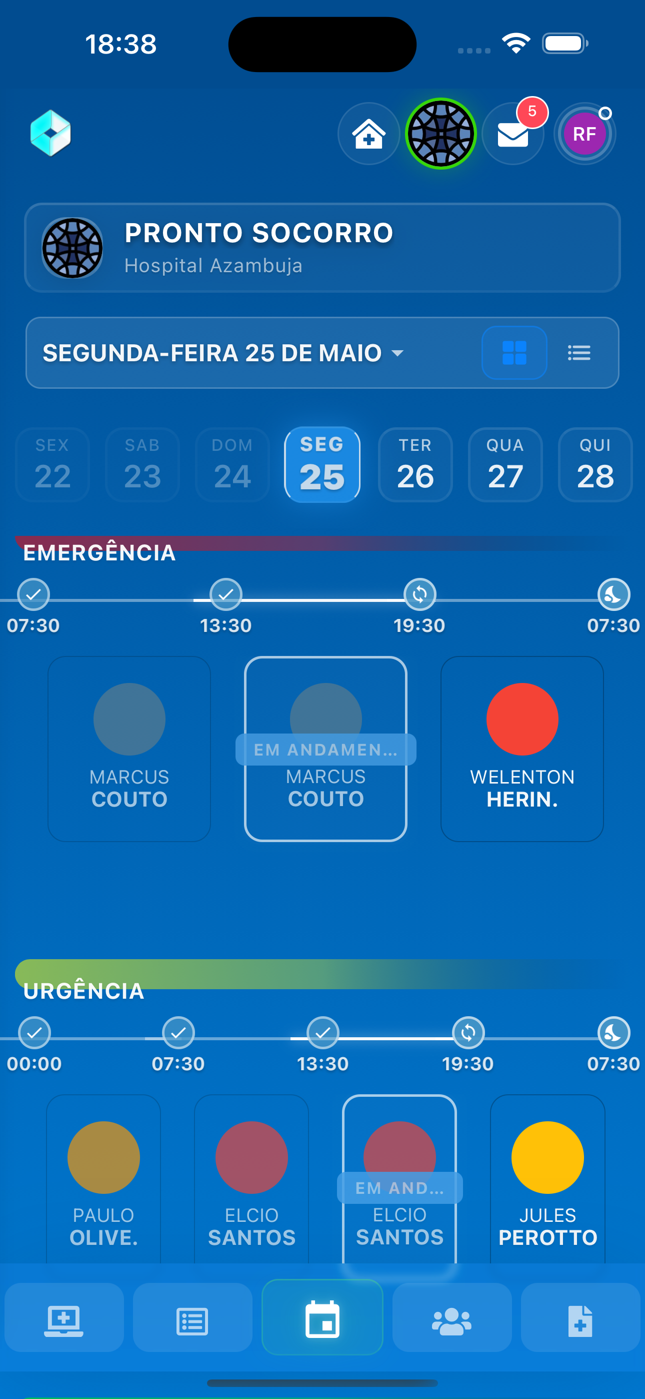 Escalize app schedule screen